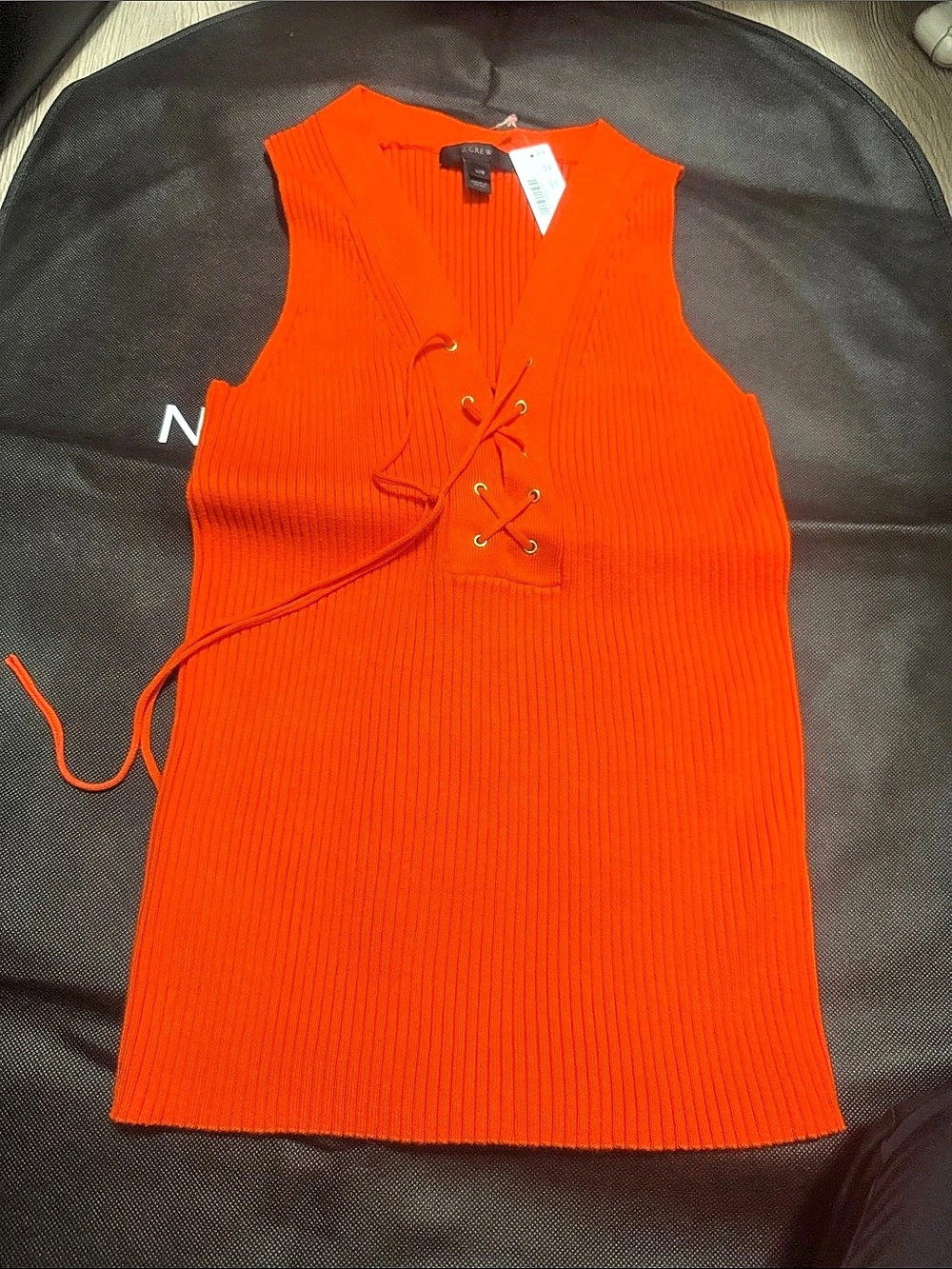 J.Crew Lace-Up Sweater Tank in Orange Size XXS NWT